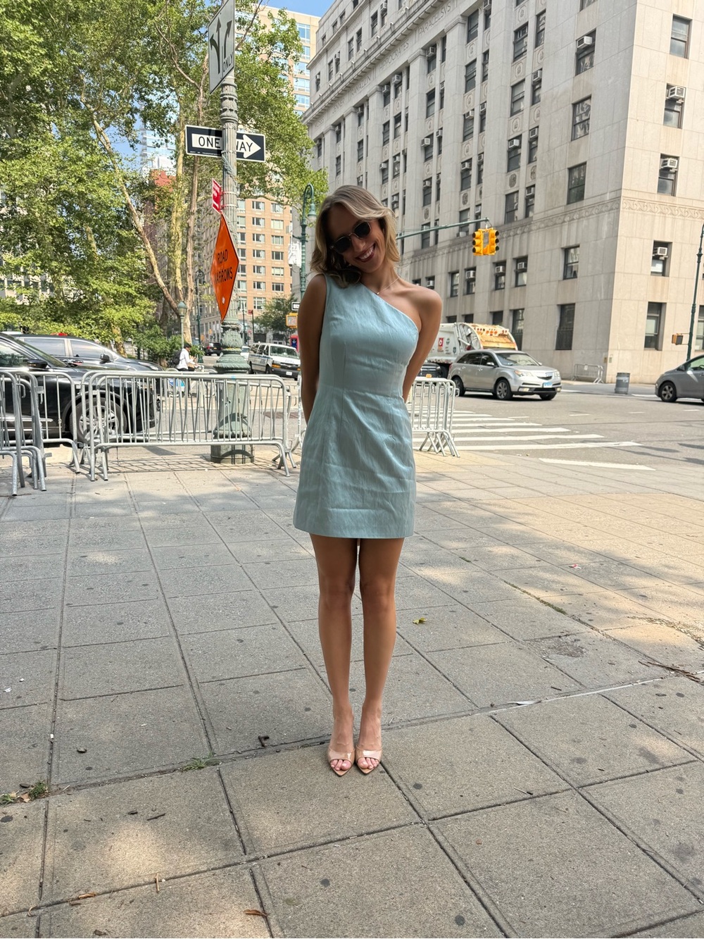A.L.C. One-Shoulder Mint Mini Dress